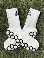 White Genio grip socks w/ shadow white tube